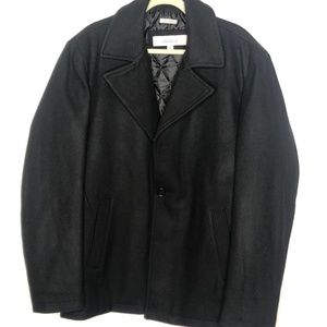 Perry Ellis Men's Black Wool Pea Coat